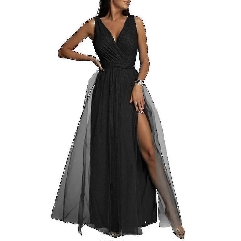 Women’s V Neck Bridesmaid Wedding Maxi Dress Ladies Prom Ball Gown Evening Cocktail Party Split Long Dresses Best Gift(haoyi)-g | Fruugo SG