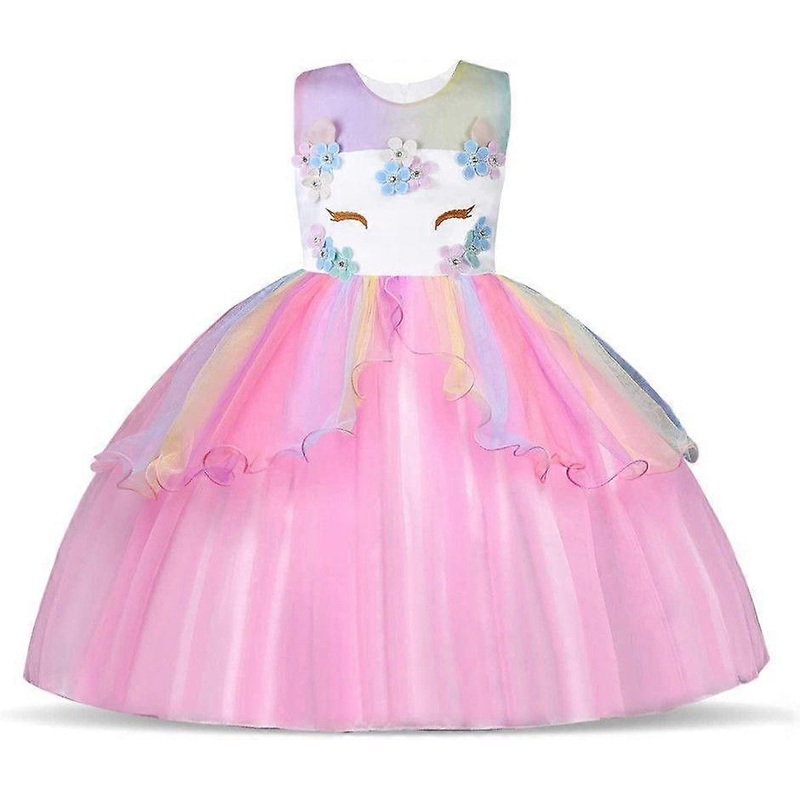 1pc girl princess unicorn dress (110cm) colorful pink | Fruugo SG