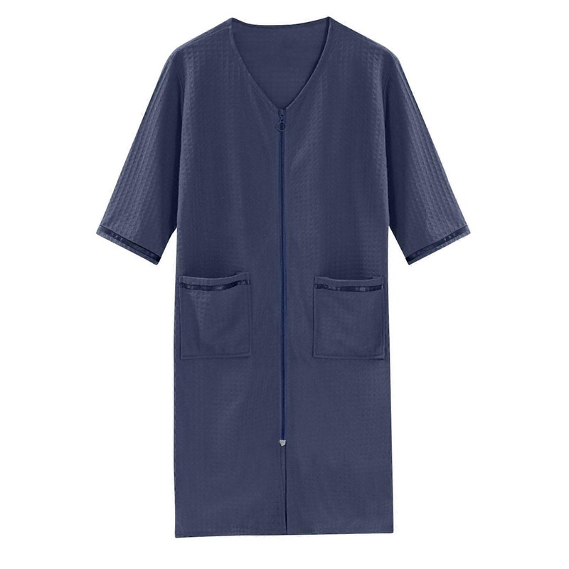 Besolor Women Robe Zipper Front House Coat 3/4 Sleeve Nightgown Bathrobe Ladies Lounge Dress Sleepwear with Pockets | Fruugo SG