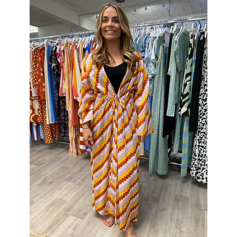 Compania Fantastica Beach Zigzag printed beach kimono | Fruugo SG