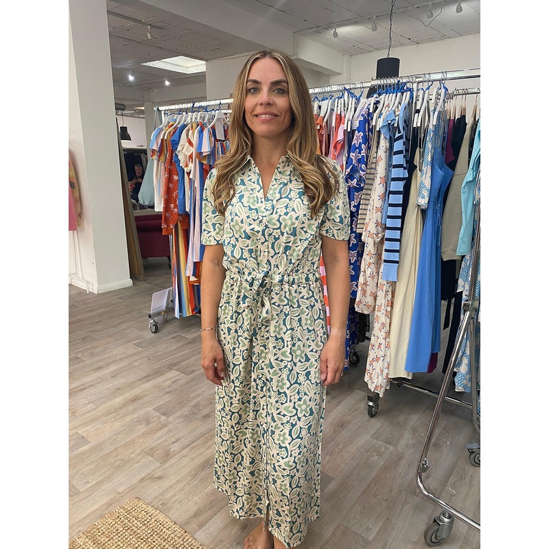 Compania Fantastica Blue Floral Midi Shirt Dress | Fruugo SG