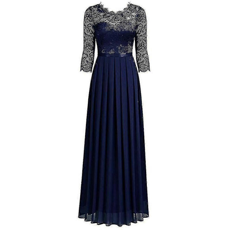 Elegant Lace Long Floral 3/4 Sleeves Party Dress | Fruugo SG