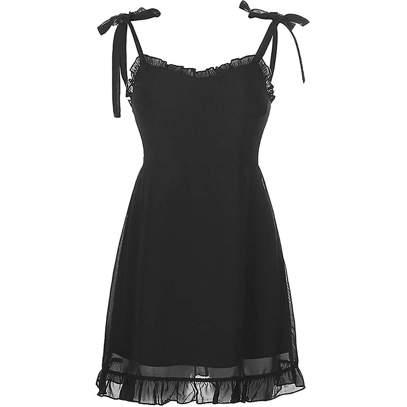 Goth Dark Sweet Black Summer Mini Es Spaghetti Straps Sleeveless Swing Skater  Club S-2xl | Fruugo SG