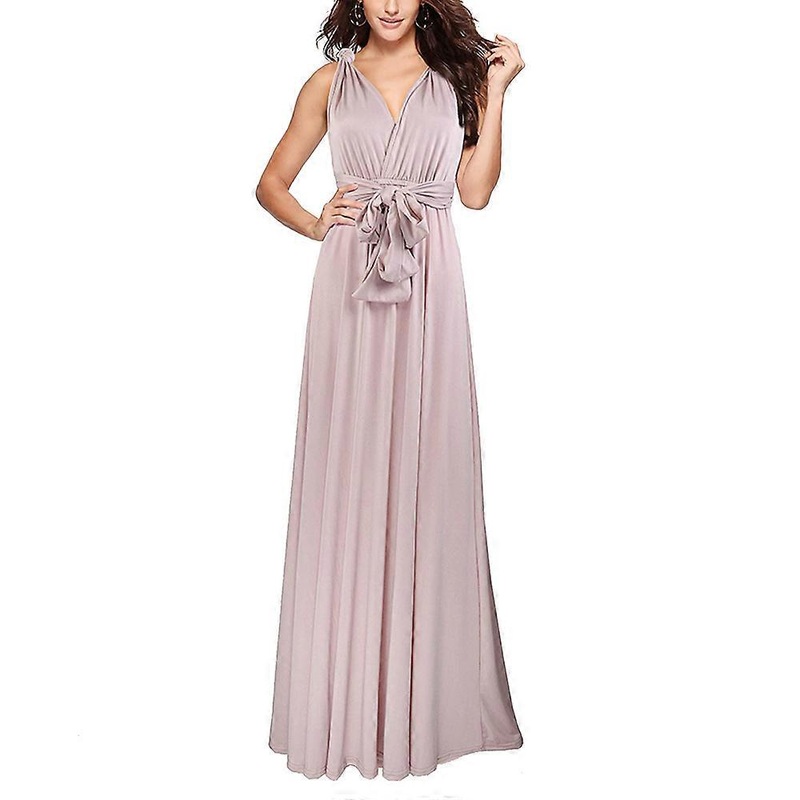 Ladies Dresses Elegant Wedding Long Evening Dress Multiway V-neck Backless Bridesmaid Dress Floor-length Halter Prom Dress | Fruugo SG