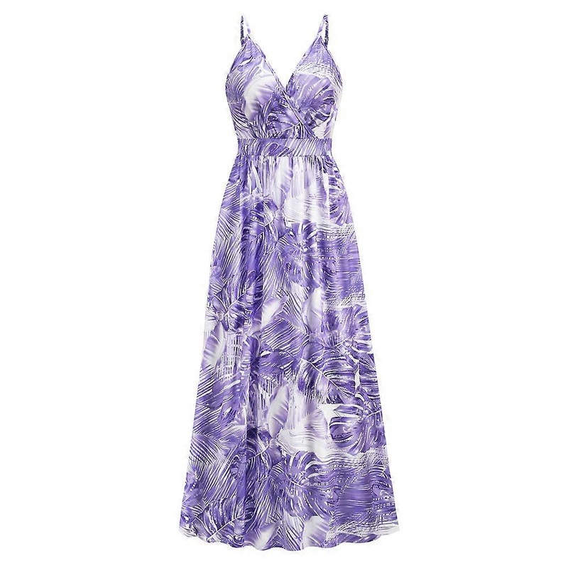 Women’s Summer Casual Printed Bohemian Strap Floral Long Maxi Dress,Sleeveless V Neck Dress | Fruugo SG