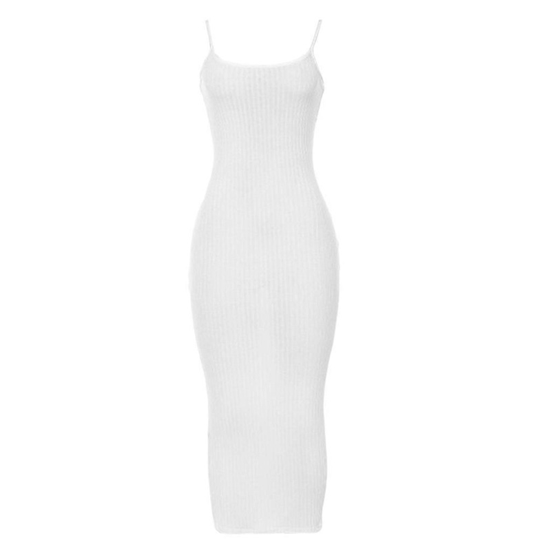 Women Sexy Color Block Spaghetti Straps Bodycon Midi Pencil Dress Ribbed Knitted Backless Empire Waist Party Clubwear  White | Fruugo SG