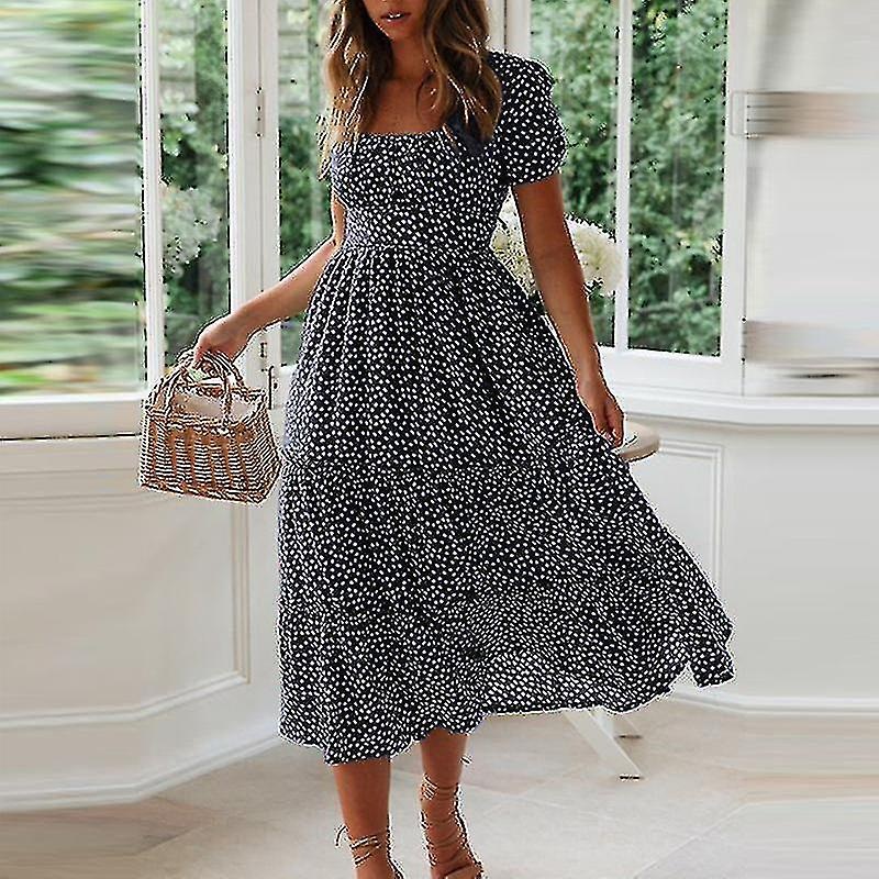 Women Short Sleeve Sundress Loose Summer Shirt Dress Polka Dot Dresses | Fruugo SG