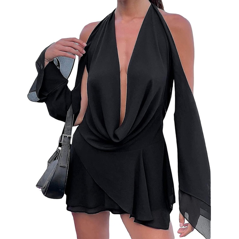 Women   Spaghetti Strap Mini  With Gloves Off Shoulder Sleeveless Cut Out Bodycon  S-2xl | Fruugo SG