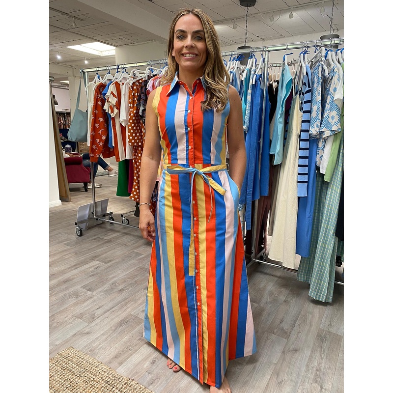 Compania Fantastica Beach Stripes Midi Shirt Dress | Fruugo SG