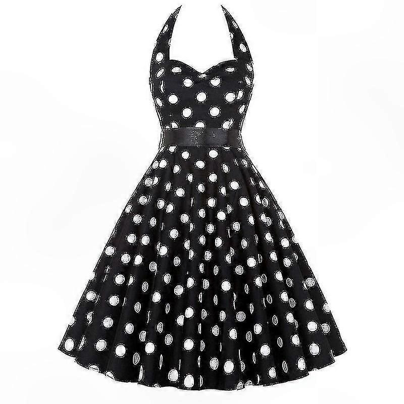 Retro Red Polka Dot Halter Dress Vintage 50s 60s Style Pin Up Rockabilly Gothic Cocktail Party Outfit | Fruugo SG