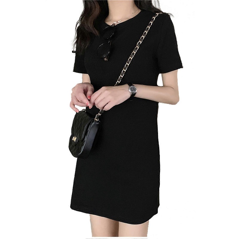 Women Casual Dress Summer Girls Student Solid Color Stylish Elegant Short Sleeve Loose DressBlack XXL_-sy_-sy | Fruugo SG