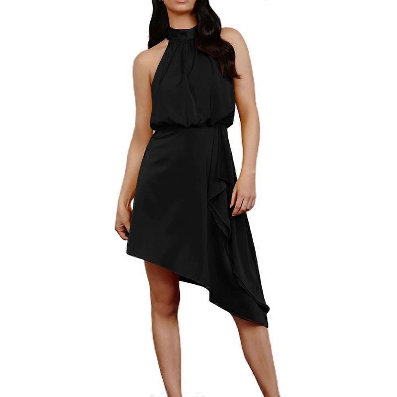 Women’s Summer Asymmetrical Hem Sleeveless Self Tie Short  Dressblack | Fruugo SG