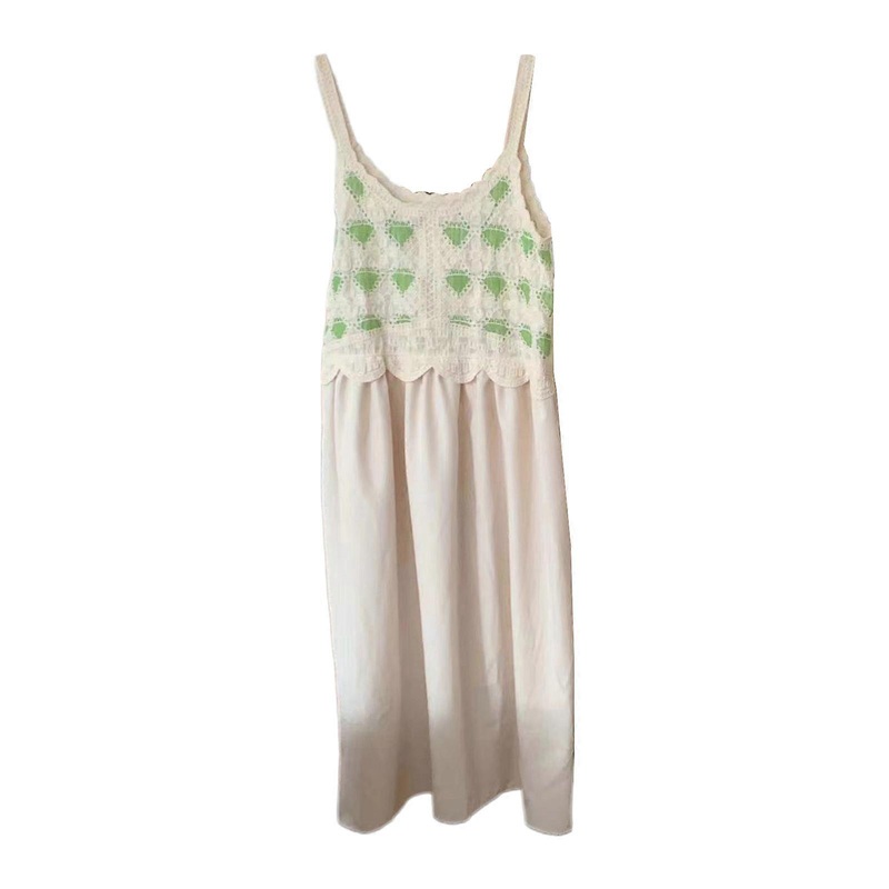 Womens Crochet Dress Spaghetti Strap Dress All-matching Backless Dress Loose Holiday Dress Ethnic Style Summer Dress Ins  Green | Fruugo SG