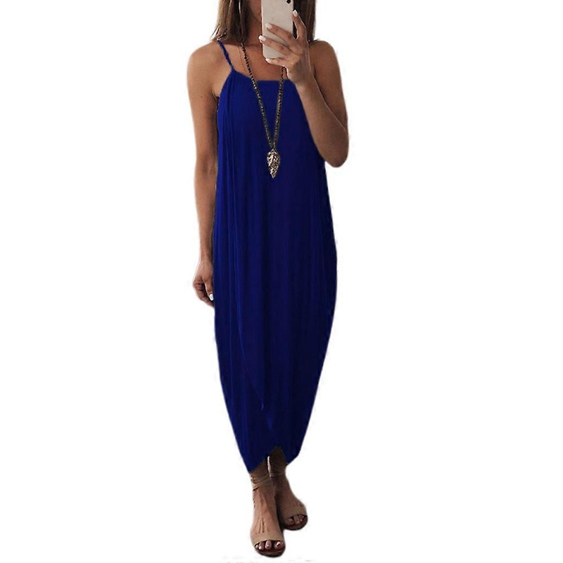 Womens Summer Spaghetti Strap Sling Maxi Long Wrap Dress Solid Color Split Irreg  Black | Fruugo SG