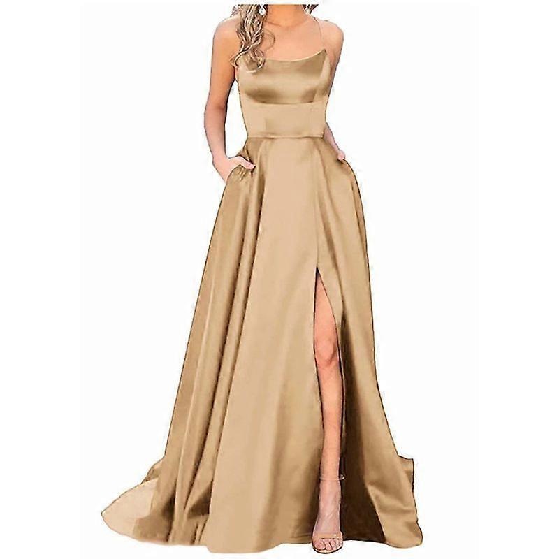 Aisiting Navy Blue Bridesmaid Dress For Weddings Woman Guest Sexy Spaghetti Straps Split Prom Party Gowns Long Maid Of Honor Dresses | Fruugo SG