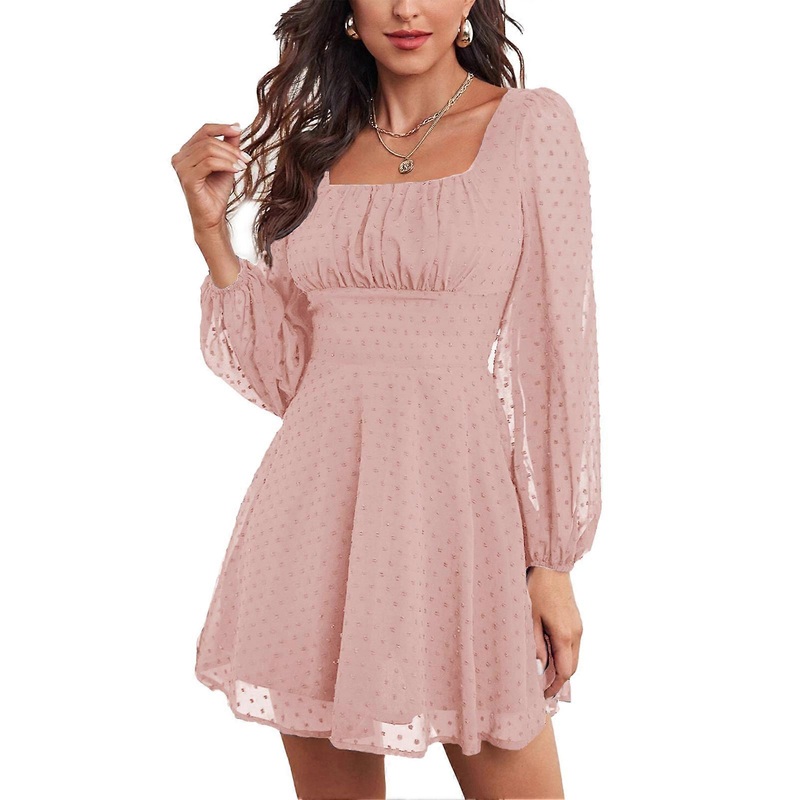 Mesh Long Sleeve Dress High Waist Multi Layer Solid Color Dress Side Zip Design for Women | Fruugo SG