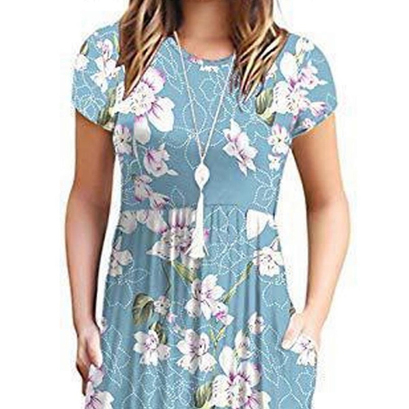 Women’s Short Sleeve Loose Plain Dress (Casual Long Dress with Pockets) | Fruugo SG