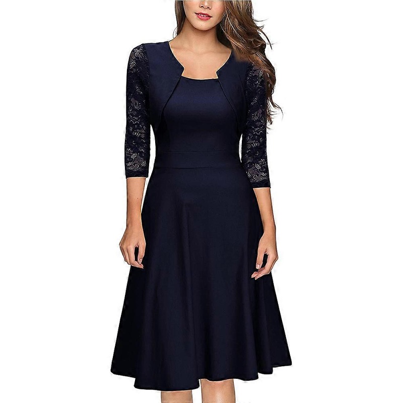 Women’s Vintage Square Neck Floral Lace 2/3 Sleeve Cocktail Swing Dress | Fruugo SG