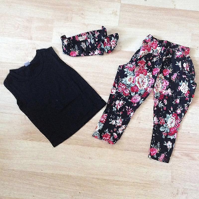 Girls Tank Top Floral Pants Headband Set Kids Summer Casual Outfit | Fruugo SG