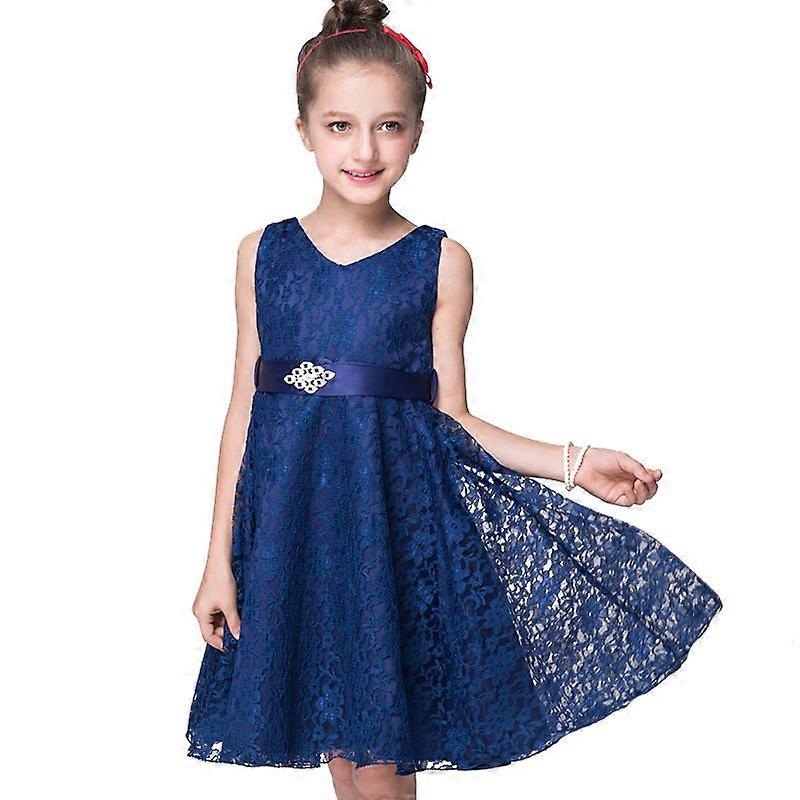 Kids Girls Lace Sleeveless Princess Midi Dress Wedding Party Ball Gown | Fruugo SG