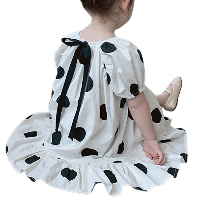 Kids Girls Polka Dot Ruffle Print Short Sleeve Mini Dresses Summer Party Casual Dress | Fruugo SG