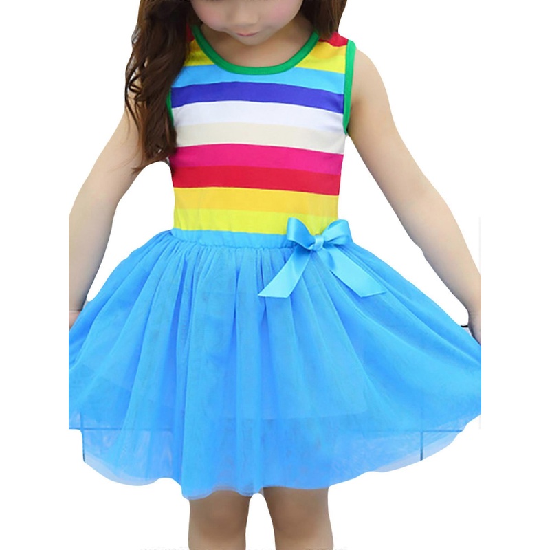 Kids Girls Princess Tulle Dress Rainbow Striped Tank Tutu Dresses Party Summer Mini Sundress | Fruugo SG