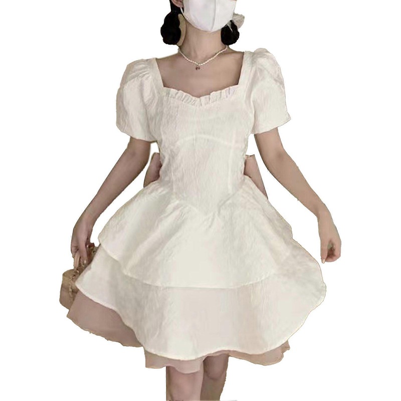 Short Sleeve Dress Cute Bow Slim Ruffle Layer Fashionable Comfortable Summer Dress for Shopping Party Beach | Fruugo SG