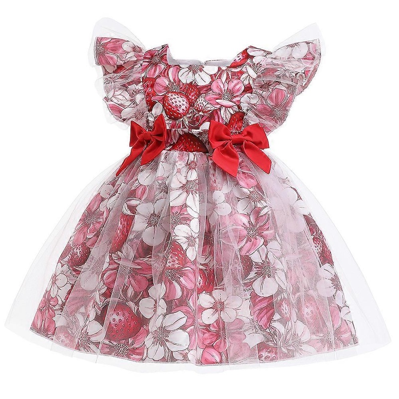 TCGG-Princess Dress, Child Girls Fly Sleeve Pageant Tulle Dress Birthday Party Kids Floral Prints Bowknot Costume Gown Princess Dress | Fruugo SG