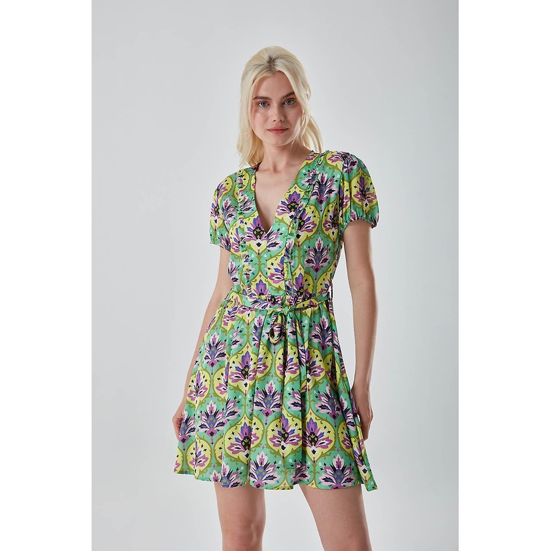 V-Neck Patterned Dress | Fruugo SG