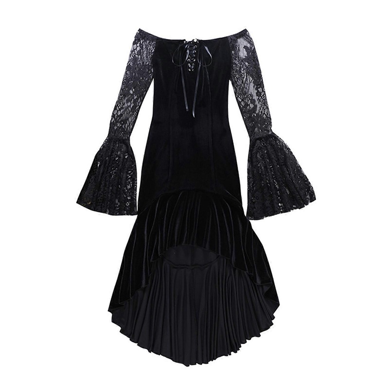Women Black Dress off Shoulder Dresses Mysterious Cocktail Party Dress Jacquard Decorative Long Sleeves Dress Gift Ins  L | Fruugo SG