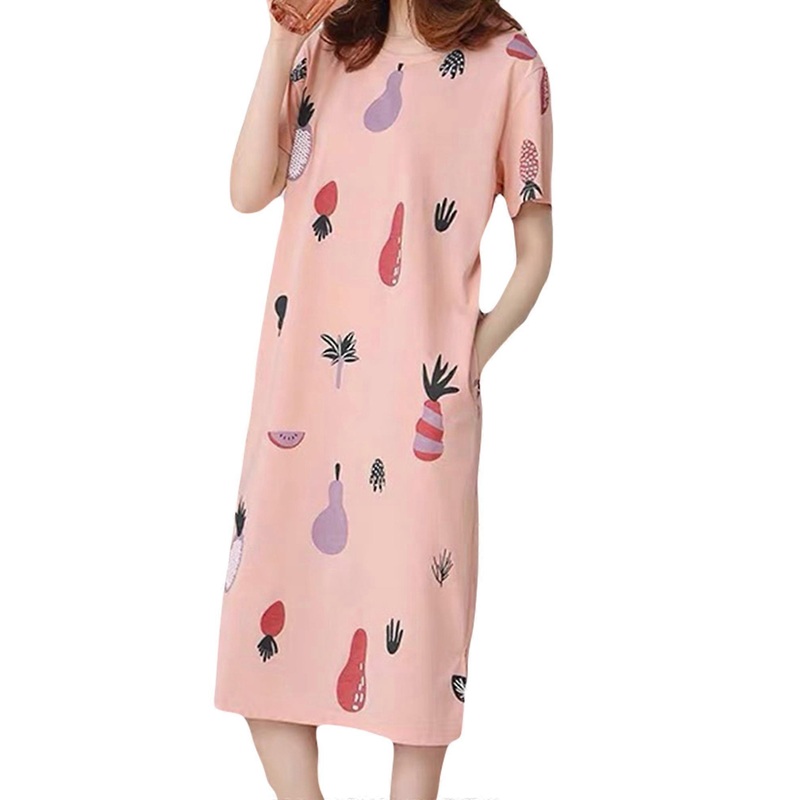 Womens Short Sleeve Midi Dress Nightdress Summer Nightwear Loose Pyjama Dressing Casual Sleepwear | Fruugo SG