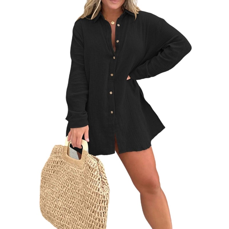 Double Crepe Long Shirt Romper Set, Pink Laura Dress, Women Summer Sexy Causal Beach Cover Up Slit S | Fruugo SG