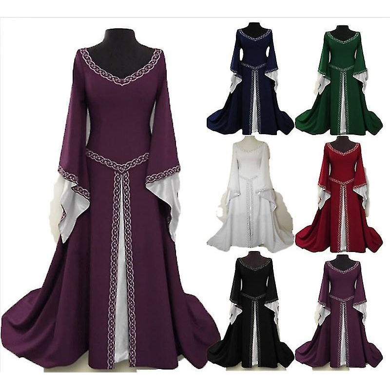 European And American Retro Party Long-sleeved Embroidery Round Neck Slim Ladies Dress | Fruugo SG