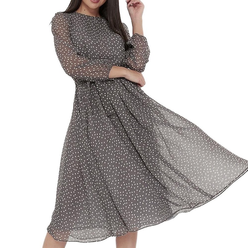 Ladies Vintage Polka Dot Bohemian Vintage Light Chiffon Dress | Fruugo SG