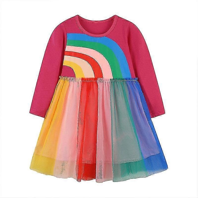 Little Girls Rainbow Dress Long Sleeve Girl Tulle Dresses Fall Winter Outfit | Fruugo SG