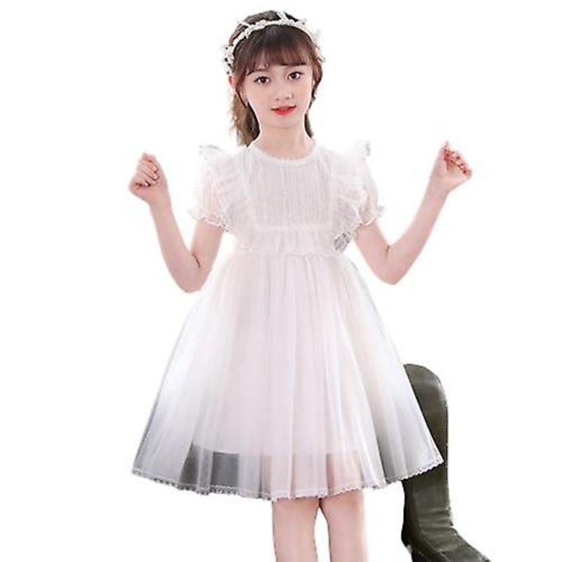 New Girls Dress Lace Short Sleeve Princess Dress | Fruugo SG