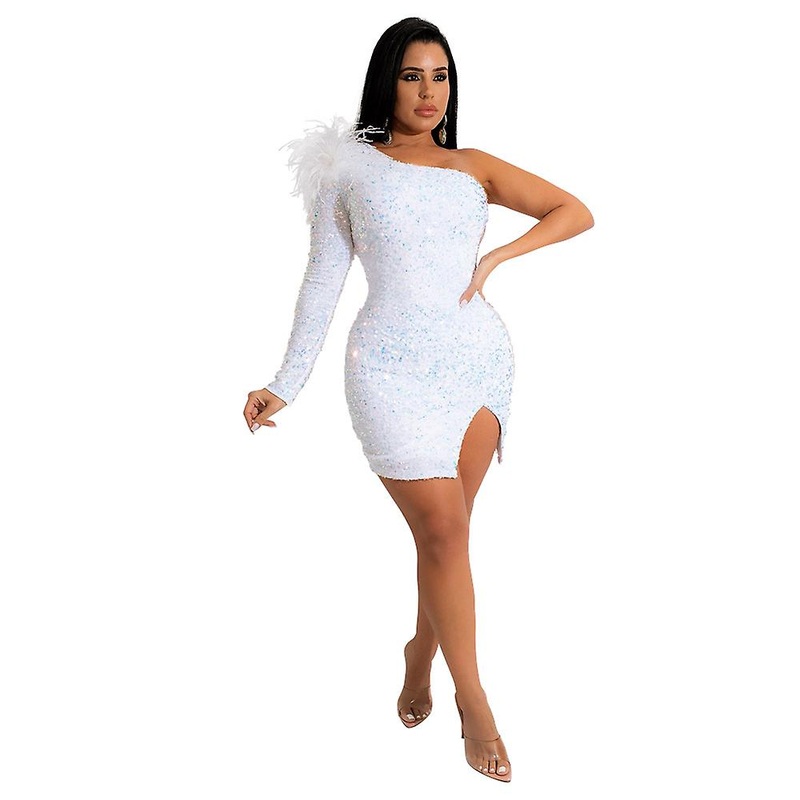 Sexy Dress With Sequins On One Shoulder | Fruugo SG