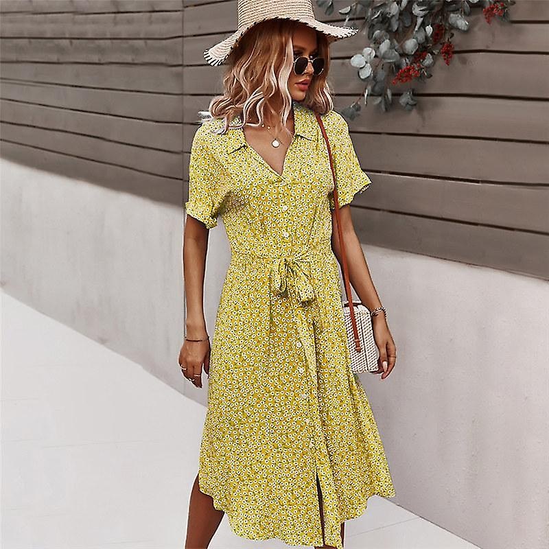 Spring Summer Women Print Dress Short Sleeve Floral Long Loose S-xl | Fruugo SG