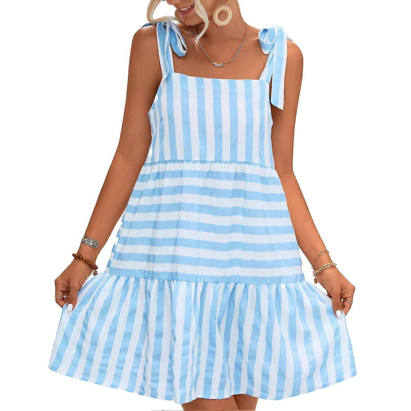 Striped Patchwork Dress Sleeveless Adjustable Strap Loose Causal Striped Dress for Women Spring Summer | Fruugo SG