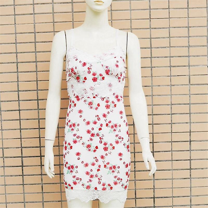 Summer Spaghetti Strap Lace Women Slim Printing V Neck Short Floral Dress | Fruugo SG