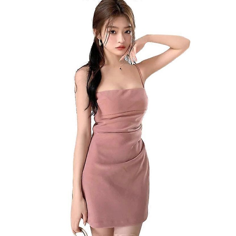 Women Camisole Dress Sleeveless Short Camisole Slip Charming Pure Color Ruched Dress | Fruugo SG