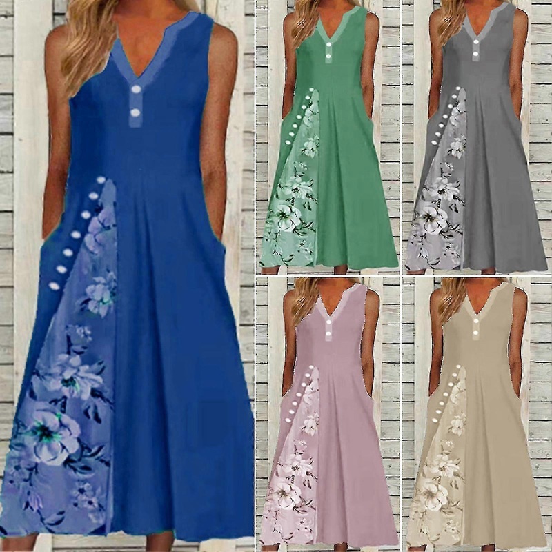 Women Dress Floral Print Patchwork Spring Summer Sexy A-line Long Dress For Vacation | Fruugo SG