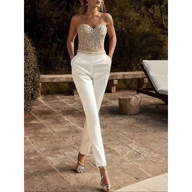Women’s Casual Sexy Party Wedding Casual White Jumpsuit Print Solid Color – JA | Fruugo SG