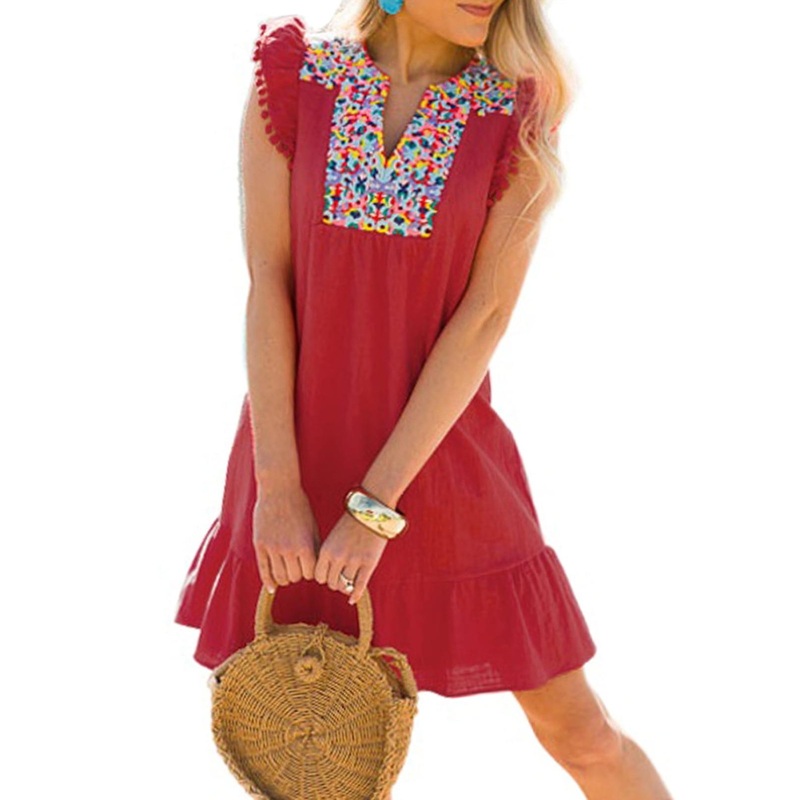 Women’s Casual V Neck Boho Shift Dress | Fruugo SG