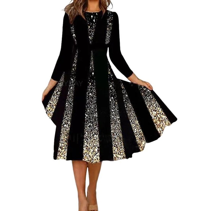 Women’s Printed Color Block Crew Neck Summer Dress | Fruugo SG