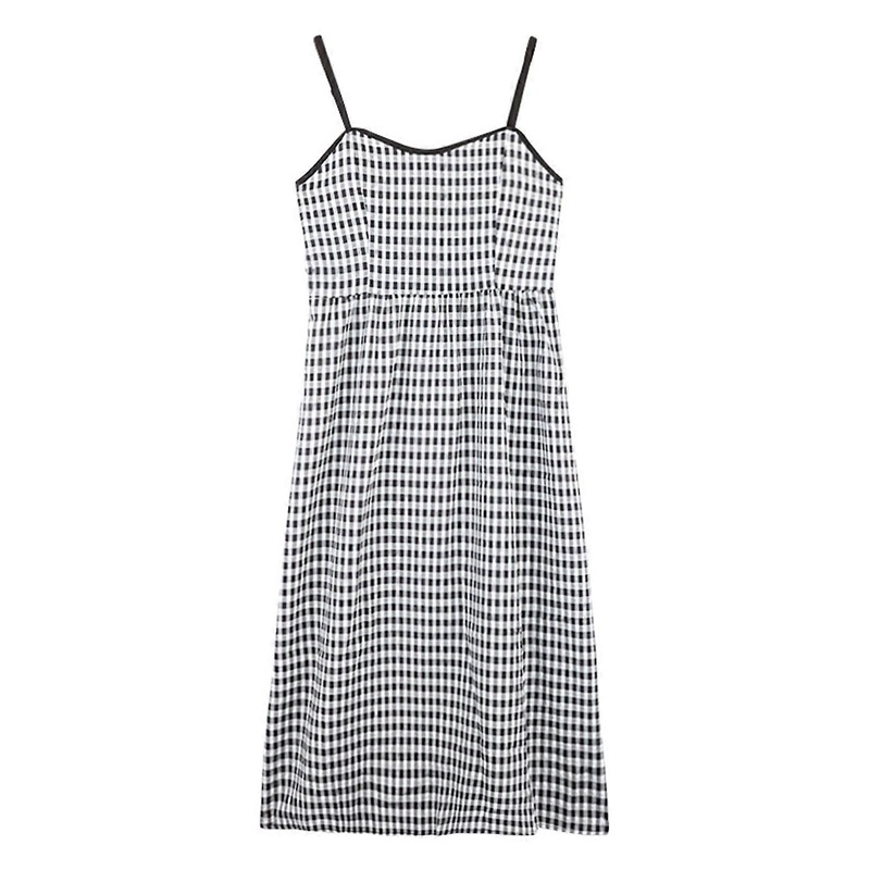 Women Spaghetti Strap Plaid Dresses Summer Fashion French Style Casual Summer Women Spaghetti Strap A Line Dress | Fruugo SG