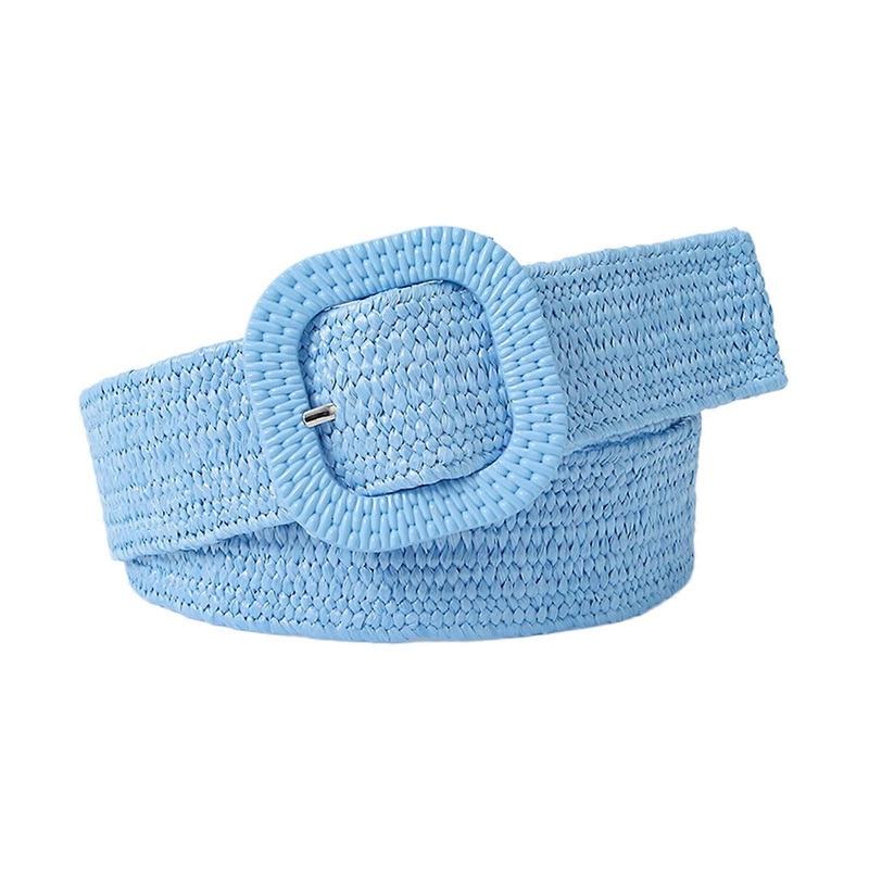 Adjustable Buckle Waist Belt Women Elastic Belt Weave Braided Belt Wide Waistband Colorful Straw Vintage Bohemian  Sky Blue | Fruugo SG