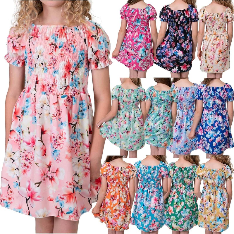 Girls Dress Smocked Top Puff Sleeves | Fruugo SG