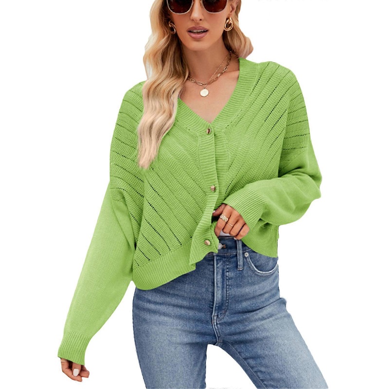 ochet Lace V Neck Long Sleeve Hollow Out Knit Cardigans for Womens Cardigan Sweaters Jackets Outerwear Tops  Green S | Fruugo SG