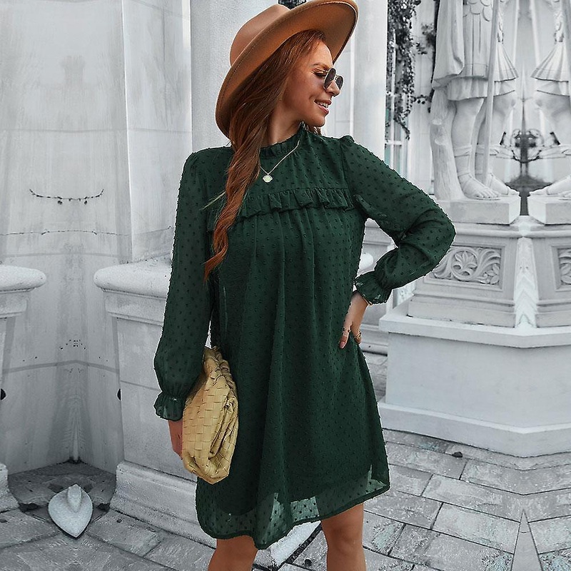 Solid Jacquard Short Women Casual High Waist Butterfly Sleeve Spring Summer Mini Dress A Line Dress | Fruugo SG